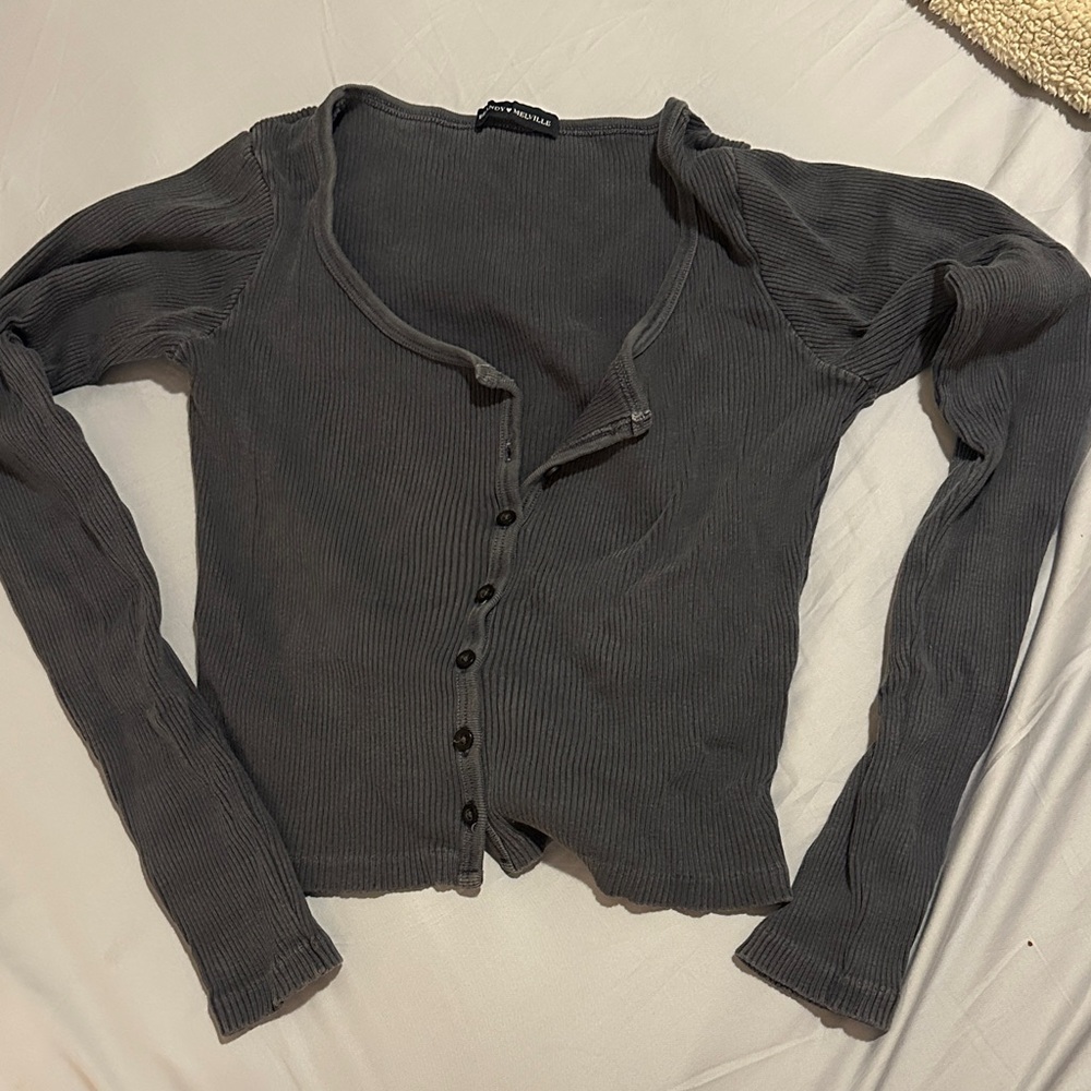 Brandy Melville Charcoal Button-Up Top